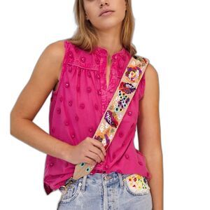 Anthropologie Pilcro Adria Embellished Buttondown Sleeveless Shirt XS Pink NWT